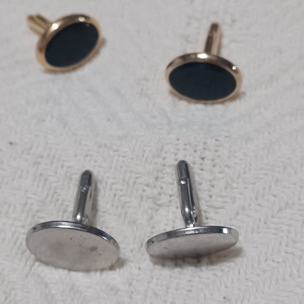 Vintage Mid-Century Cufflink Lot: Signed Anson & Gold/Black Onyx Style